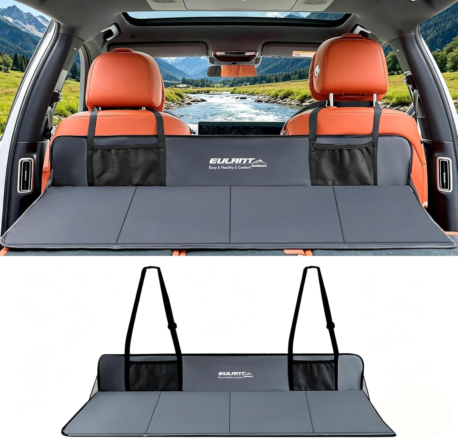 EULANT Car Posteriore Seat Bridge, Supporta il Materasso Aria da Campeggio di Bagaglio Auto & Estende il Sedile Posteriore e dà più Spazio ai Cani