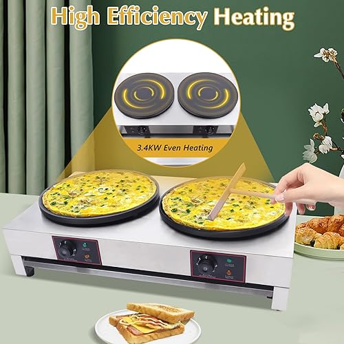 Miniatura 3 de Crepe Maker, Máquina eléctrica comercial del fabricante de crepé, Plancha de quemador eléctrico antiadherente, Estufa de mesa para hacer crepé de 2