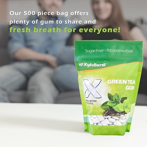 Miniatura 8 de XyloBurst Goma de mascar de té verde sin azúcar, con xilitol natural, bolsa de 500 unidades a granel, sin OMG, vegano, sin aspartamo, apto para