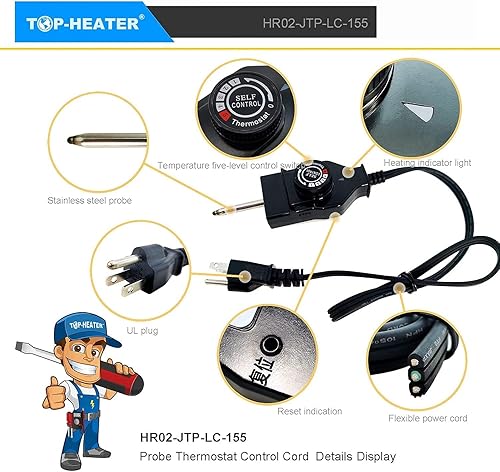Miniatura 5 de HR Huare - Cable de alimentación de repuesto con control de termostato para ahumador eléctrico domésticoelemento calefactor de parrilla por HR