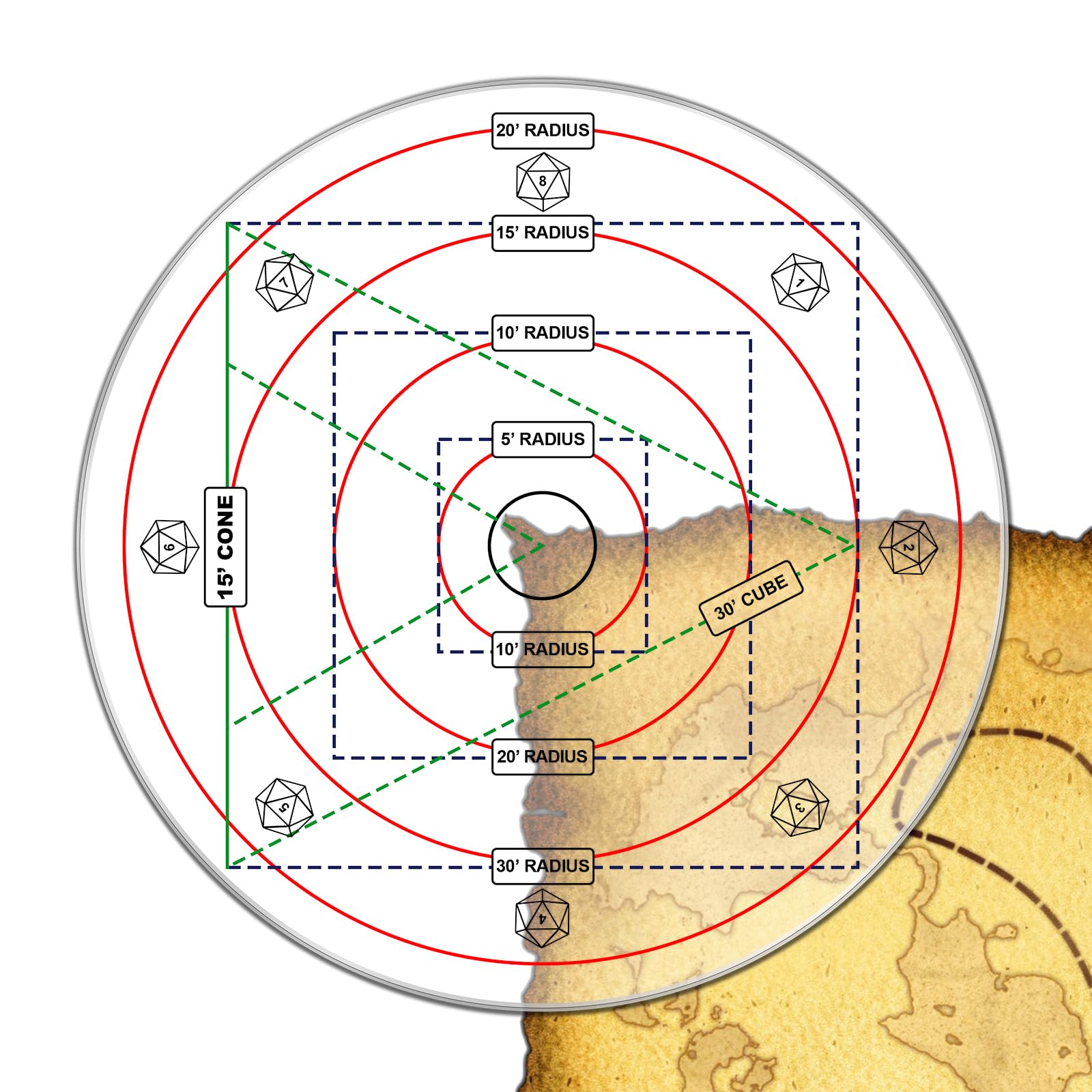 Windspeed Spell AOE Damage Template for DND AOE Templates for Dungeons with Dragons Measuring Tools for RPG Gaming Accessories