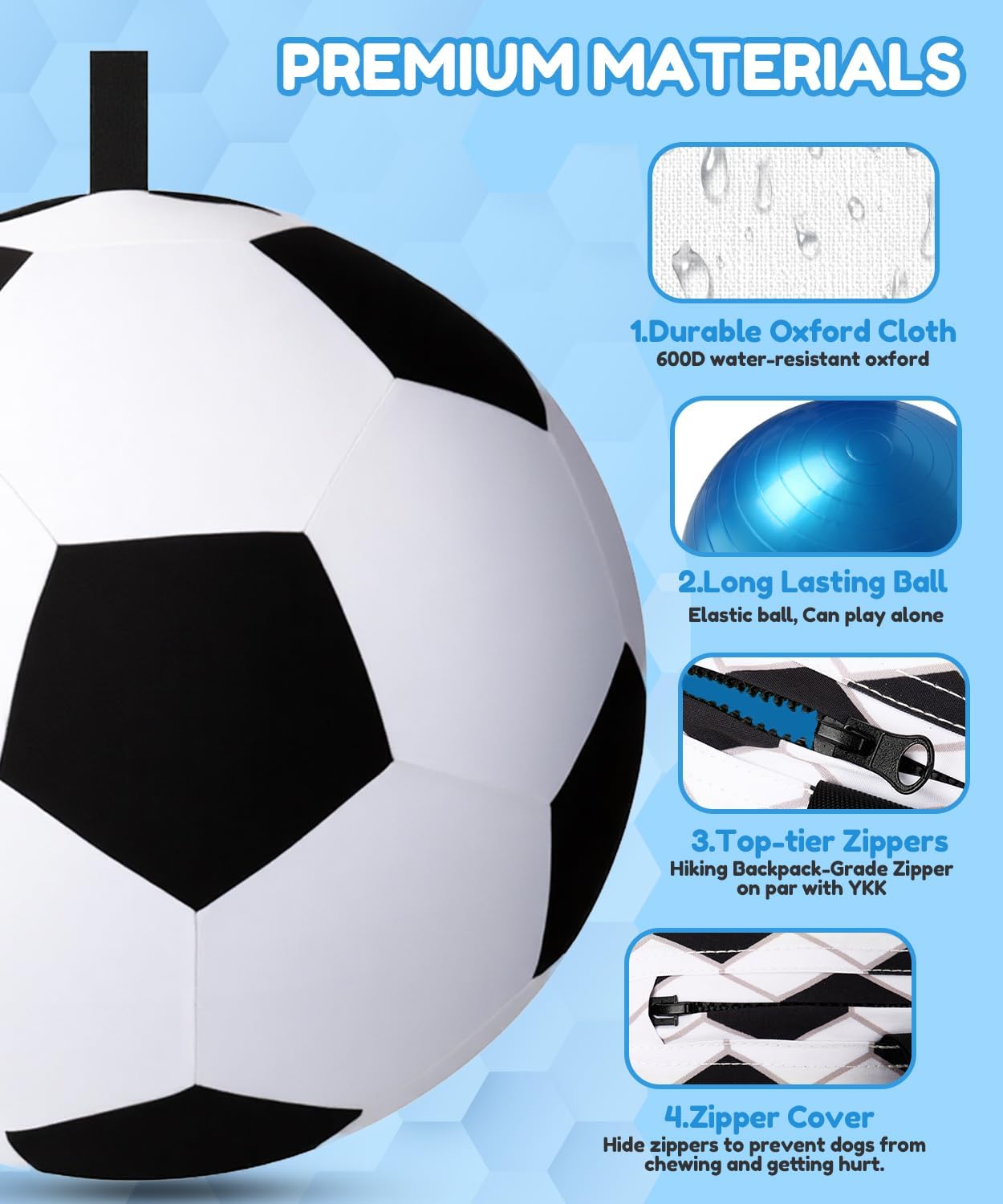 Herding Ball for Dogs - 25" Giant Dog Herding Balls for Australian Shepherd,Cattle,Border Collie Medium Large Dogs, Durable Soccer Cover with Strap Dog Ball Toy for Outdoor Chase/Train/Exercise