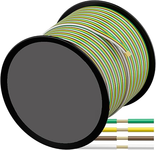 SUZCO Cable de extensión de 4 vías de calibre 16 de 100 pies, 4 vías, 4 carretes de cables de arnés SAE J1128 codificados por colores, ideales para