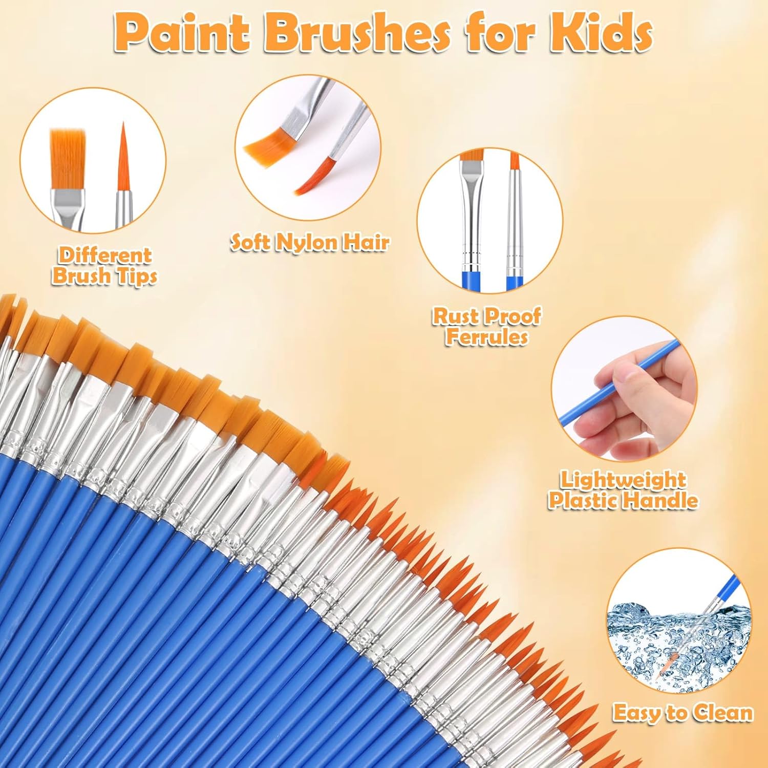 240 Pcs Small Paint Brush Bulk, Flat Fine Tip Artist Paint Brushes Set, Kids Classroom Acrylic Oil Watercolor Canvas Painting Crafts Paint Brushes for Body Face Nail Festival Parties