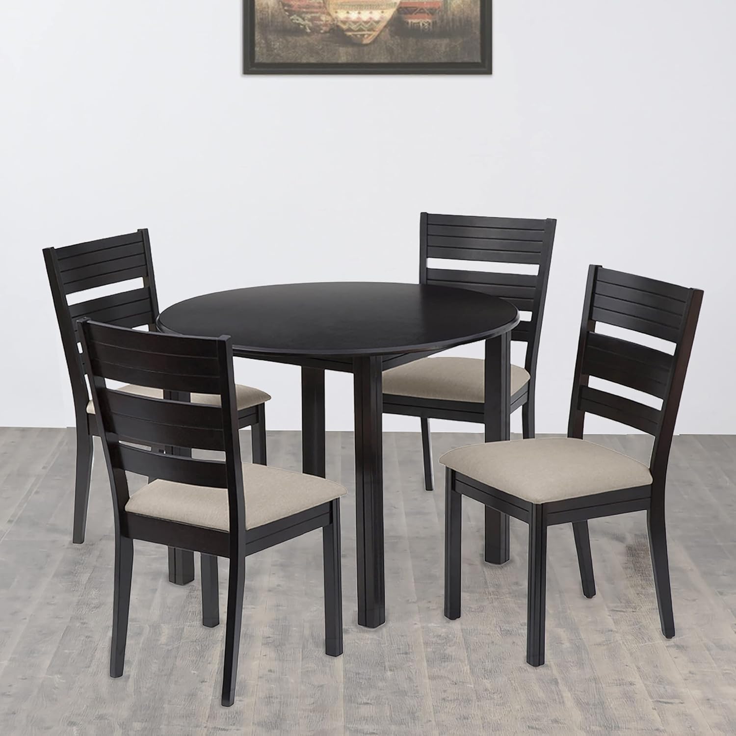 Home Centre Montoya 4 Seater Round Dining Table Set with Chair Brown