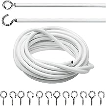 DIVCHI Net Curtain Wire And Hooks Set - 3 Meter Curtain Wire Kit With 6 Eyes & 6 Hooks - A Multipurpose Wire Suitable For Net Curtains For Windows - Durable Wire Set for Window Net Curtain