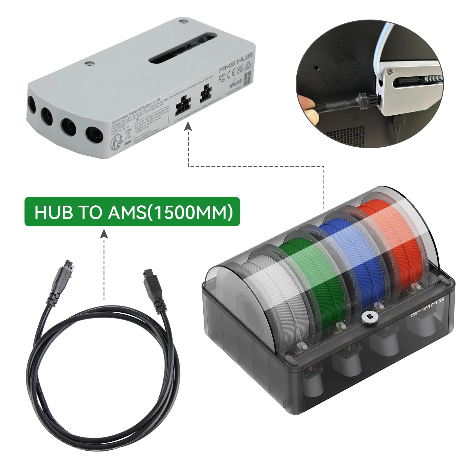 59inch Extension Cable 1.5M 6-Pin Data Cable for Bambu Lab X1/P1