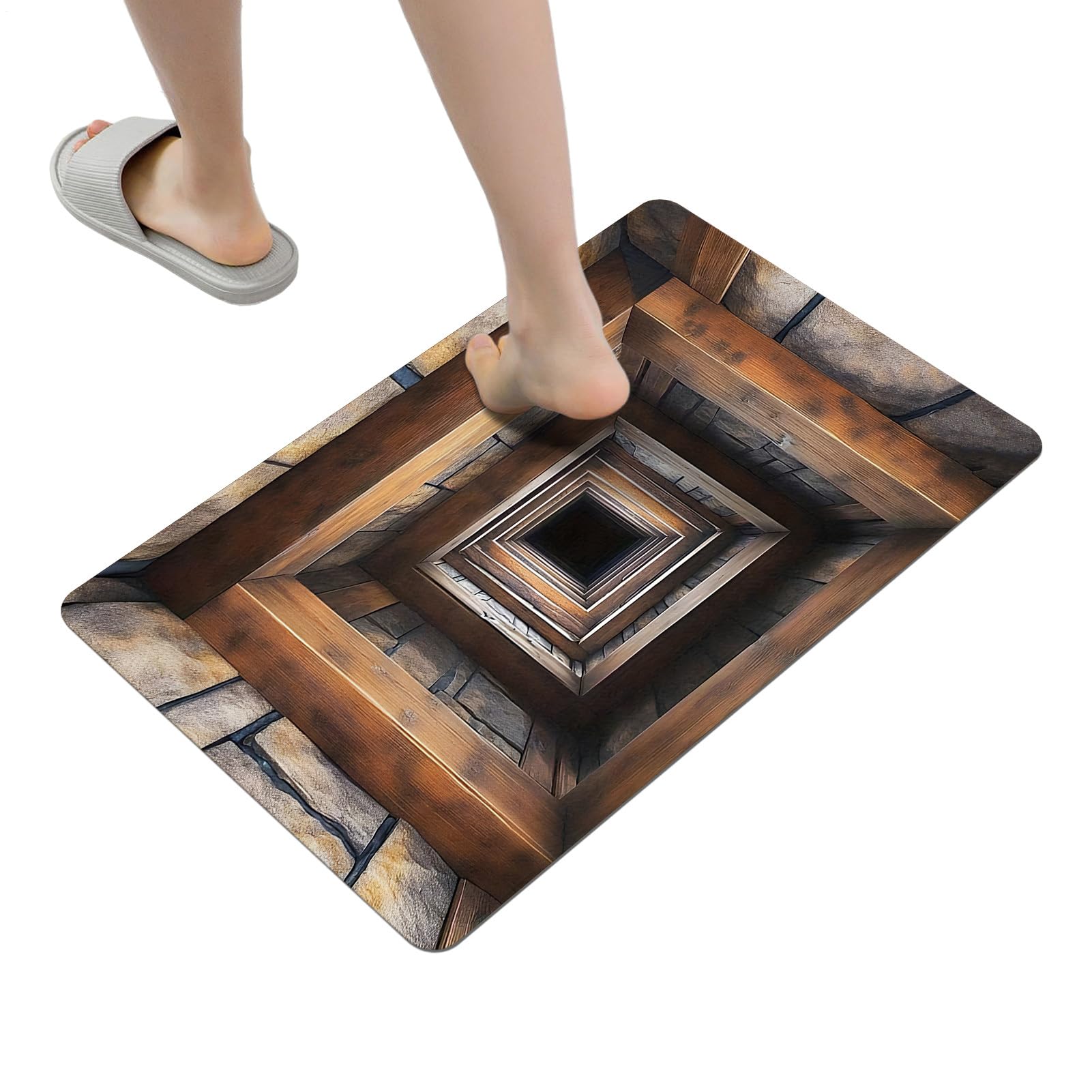 Tapis 3D antidérapant à illusion d'optique sécurité cuisine