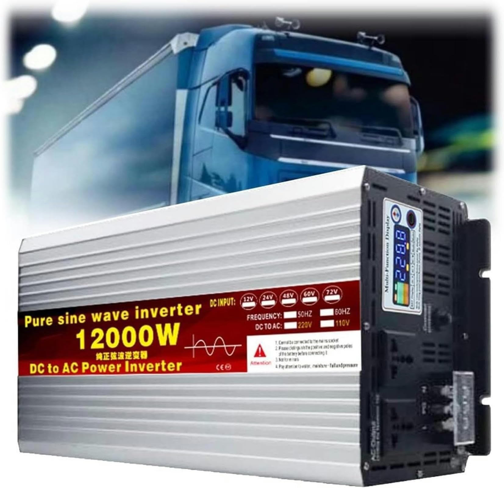 Onduleur 24V 48V 220V avec écran LCD pour installation solaire de maison
