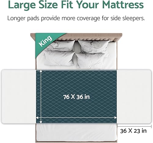 Miniatura 7 de CoolShields Almohadillas de cama impermeables, 60" x 36" pulgadas, protector de colchón lavable y reutilizable, almohadilla para mojar la cama por