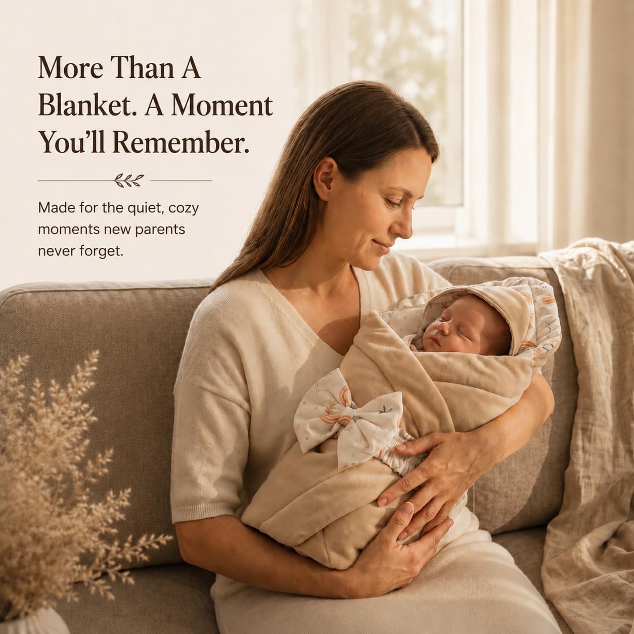 Baby Swaddle Blanket for Newborns – Breathable Lightweight Baby Blanket, Soft Cotton Receiving Blanket for Boys & Girls, Mocha Bliss