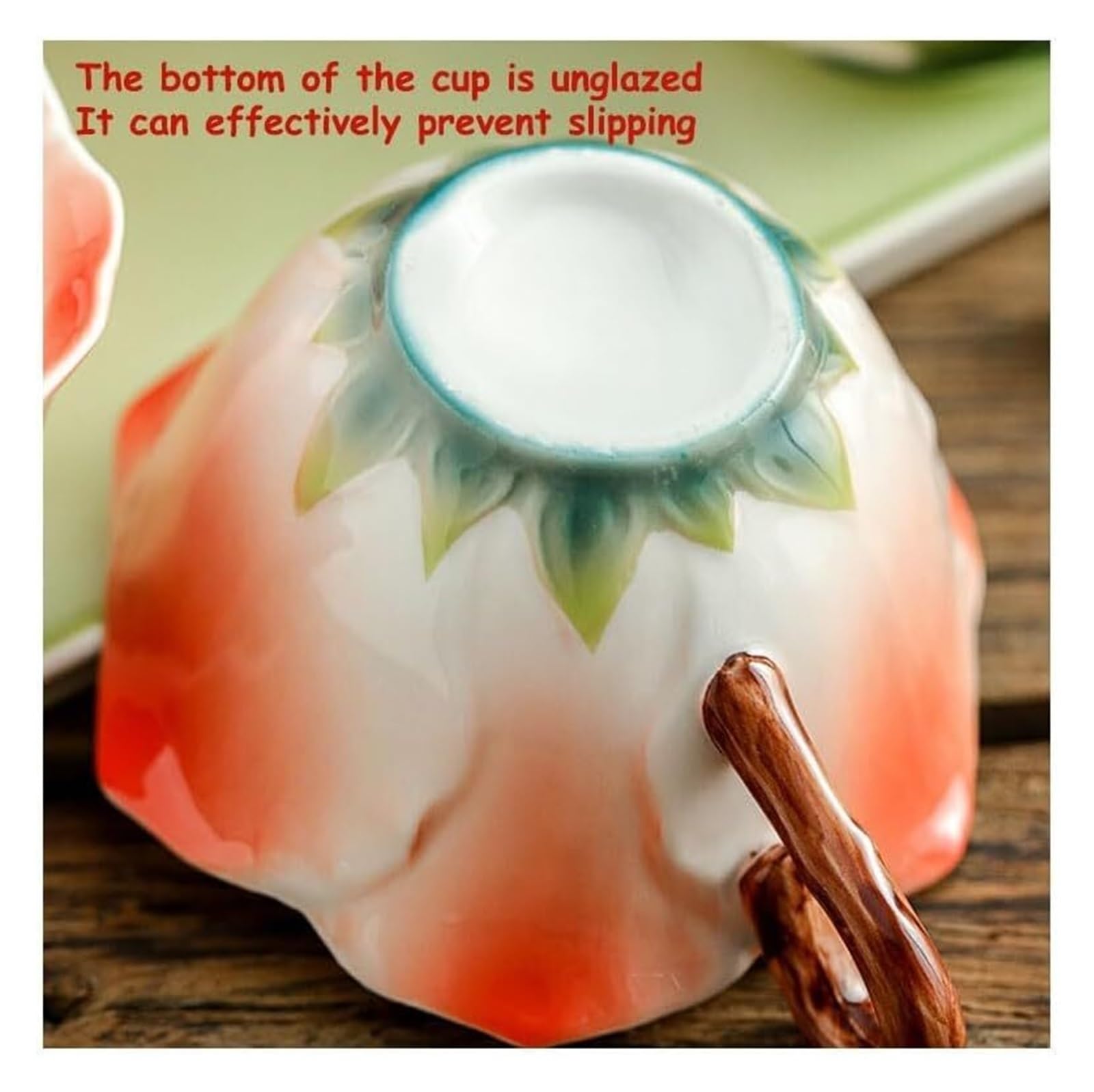 Zestaw ceramicznych filiżanek i spodków do kawy | Wielokolorowy zestaw ceramicznych filiżanek do popołudniowej herbaty(Pink)