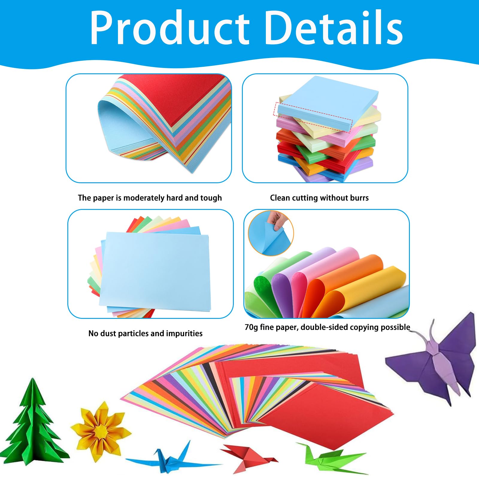 Carta Origami 200 Fogli - 15x15cm E A4 Per Bambini E Adulti - Foto 7