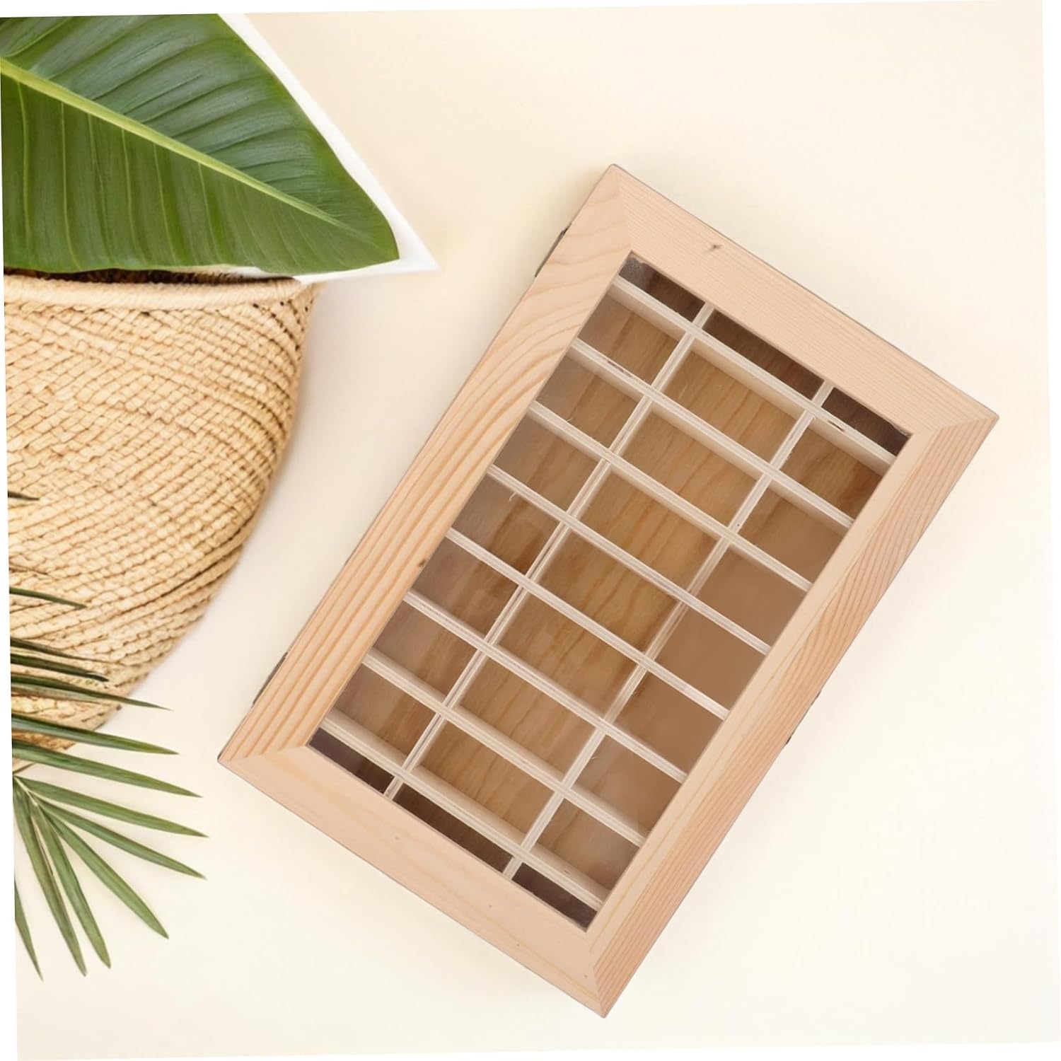Cabilock Wooden Rock Collection Display Case Crystal Specimen Organizer Sturdy Display Box for Educational Museums