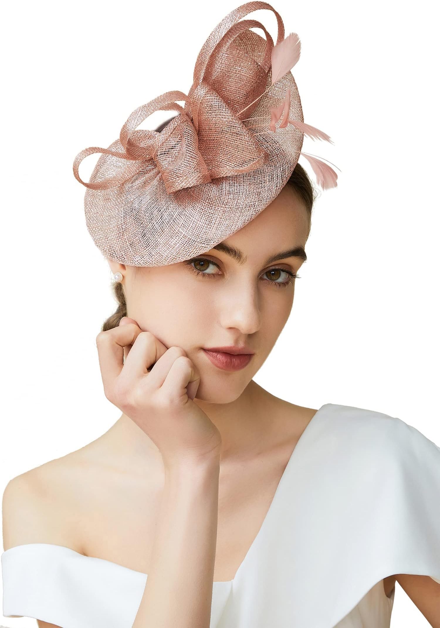Women's Pillbox Fascinator Hat Kentucky Derby Hat Feather Fascinator Headband Tea Party Fascinator Hat for Cocktail