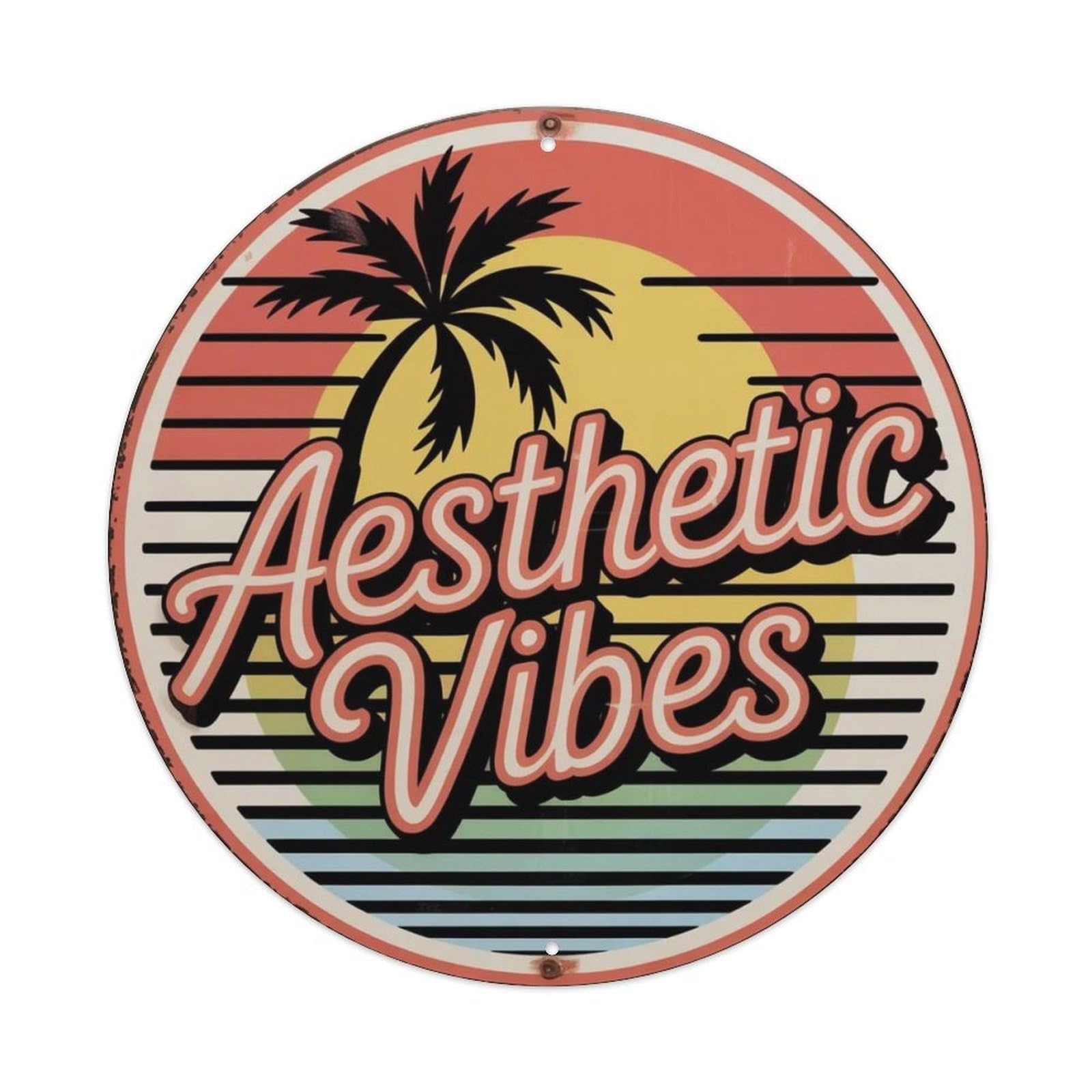 Aesthetic Vibes Vaporwave Metal Tin Sign Plaque