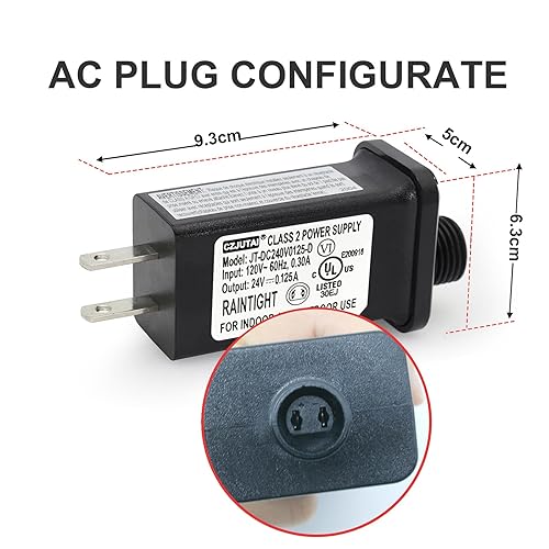 Miniatura 3 de PremierAdapter - Fuente de alimentación, transformador para CZJUTAI JT-DC240V0125-C RKPO-UL2400125IP44-1 para iluminación navideña, cadena de luz,