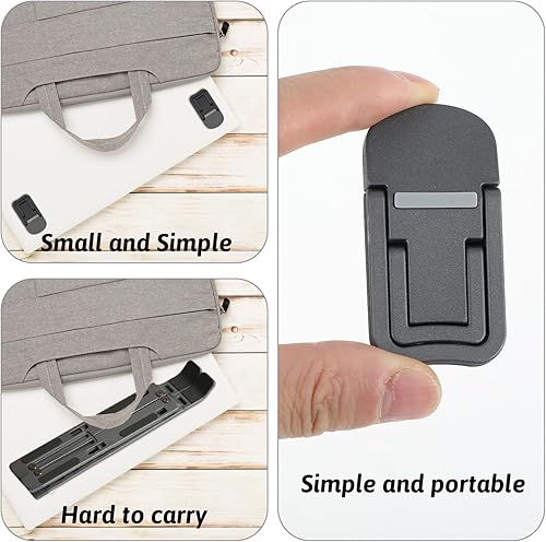Miniatura 6 de Bewudy Elevador de teclado portátil de 2 piezas, ajuste de ángulo de inclinación doble, elevador plegable para laptop, soporte autoadhesivo para