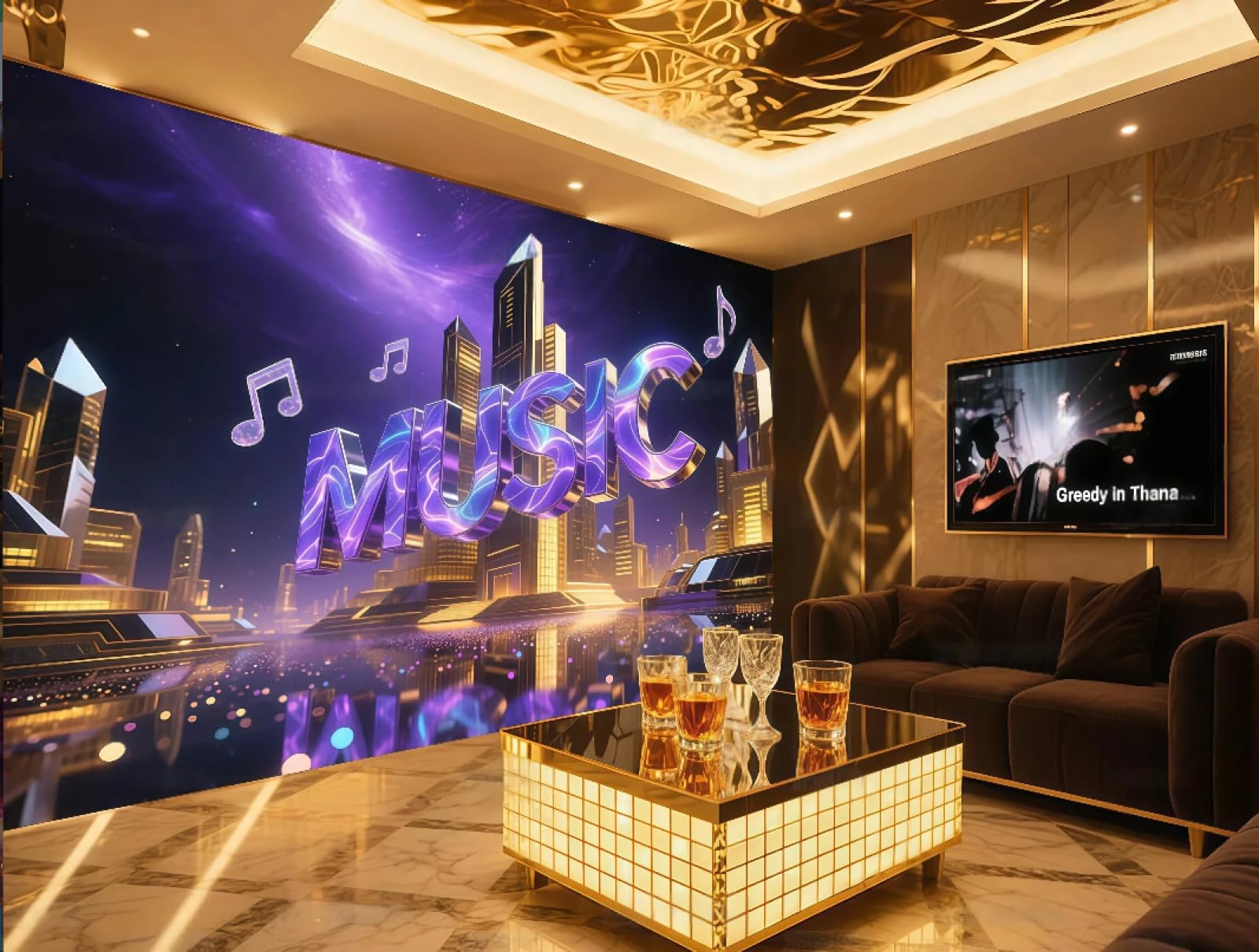 Rskjdghshd 3D Wallpaper Fashion Colorful Lights Music Dancing Trend Theme Bar Ktv Western Restaurant Background Wall Mural Afternoon Tea Coffee Shop Wallpaper,,250X175cm