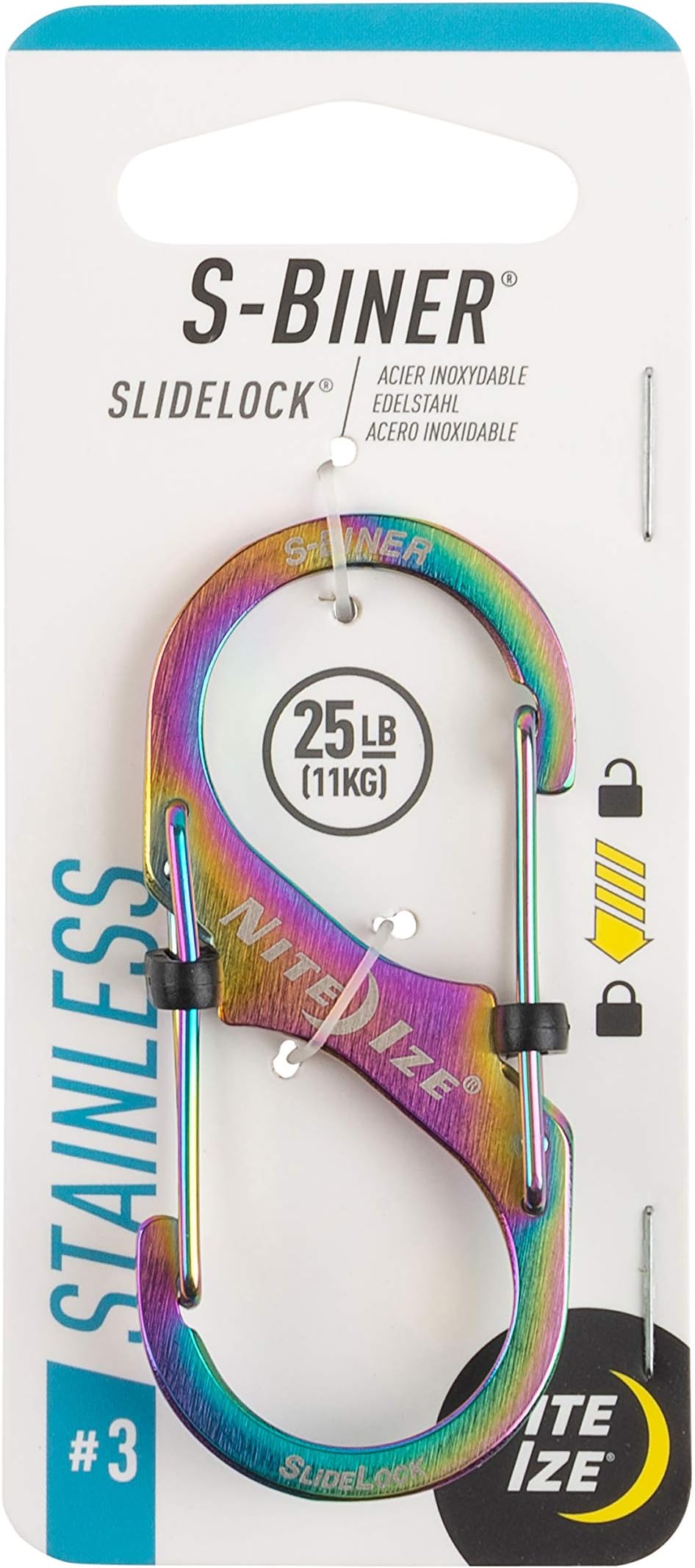 Biner SlideLock Stainless Steel, Size #3, Spectrum