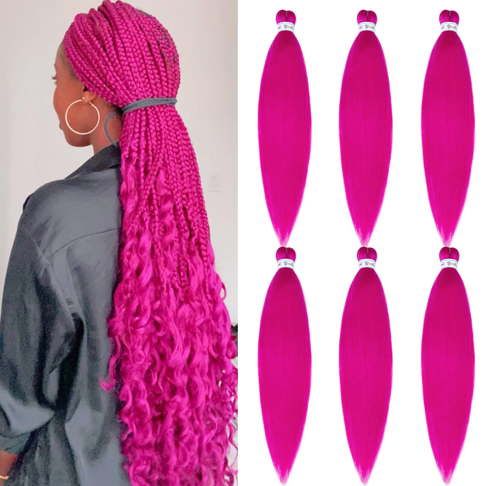 Amazon.com : Ai Yuchen Hot Pink Braiding Hair Pre Stretched