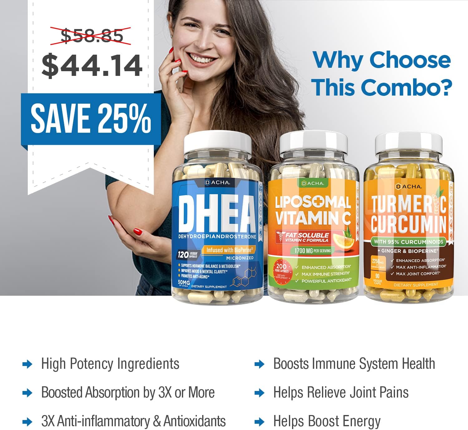 Buy Hormone Balance, Joint Pain Relief Bundle DHEA, Liposomal Vitamin