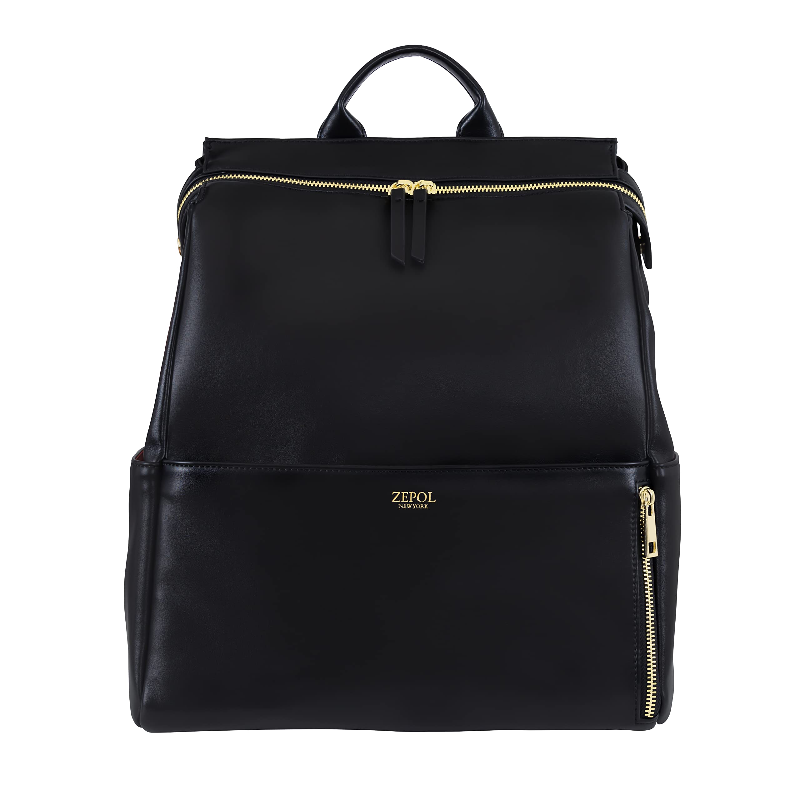 ZEPOL NEW YORK Leather Diaper Bag Backpack with Changing Pad, Stroller Straps (Leia Bag)