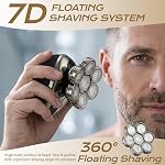 7D Head Shavers for Bald Men, Water Proof Electric Razor for Men with LED Display, Detachable Wet/Dry Anti-Pinch Head Shavers, Shaving Grooming Kit for Balder, Perfect for Home & Travel(Black)