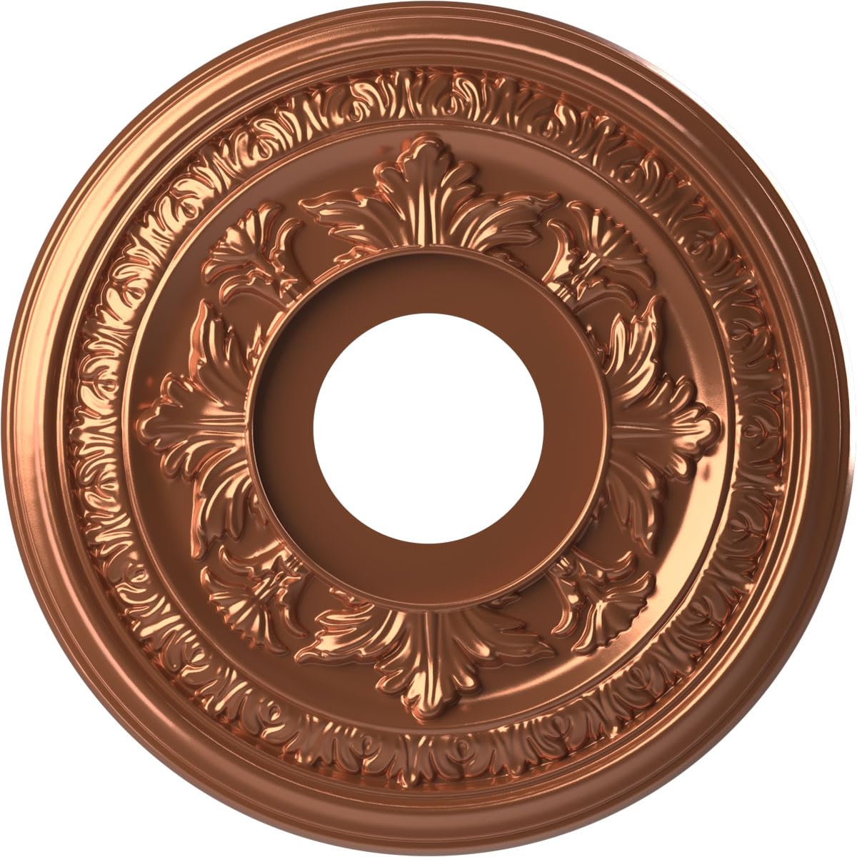Ekena Millwork CMP13BABCO Baltimore Thermoformed PVC Ceiling Medallion (Fits Canopies up to 5 1/4"), 13"OD x 3 1/2"ID x 3/4"P, Bright Coat Copper