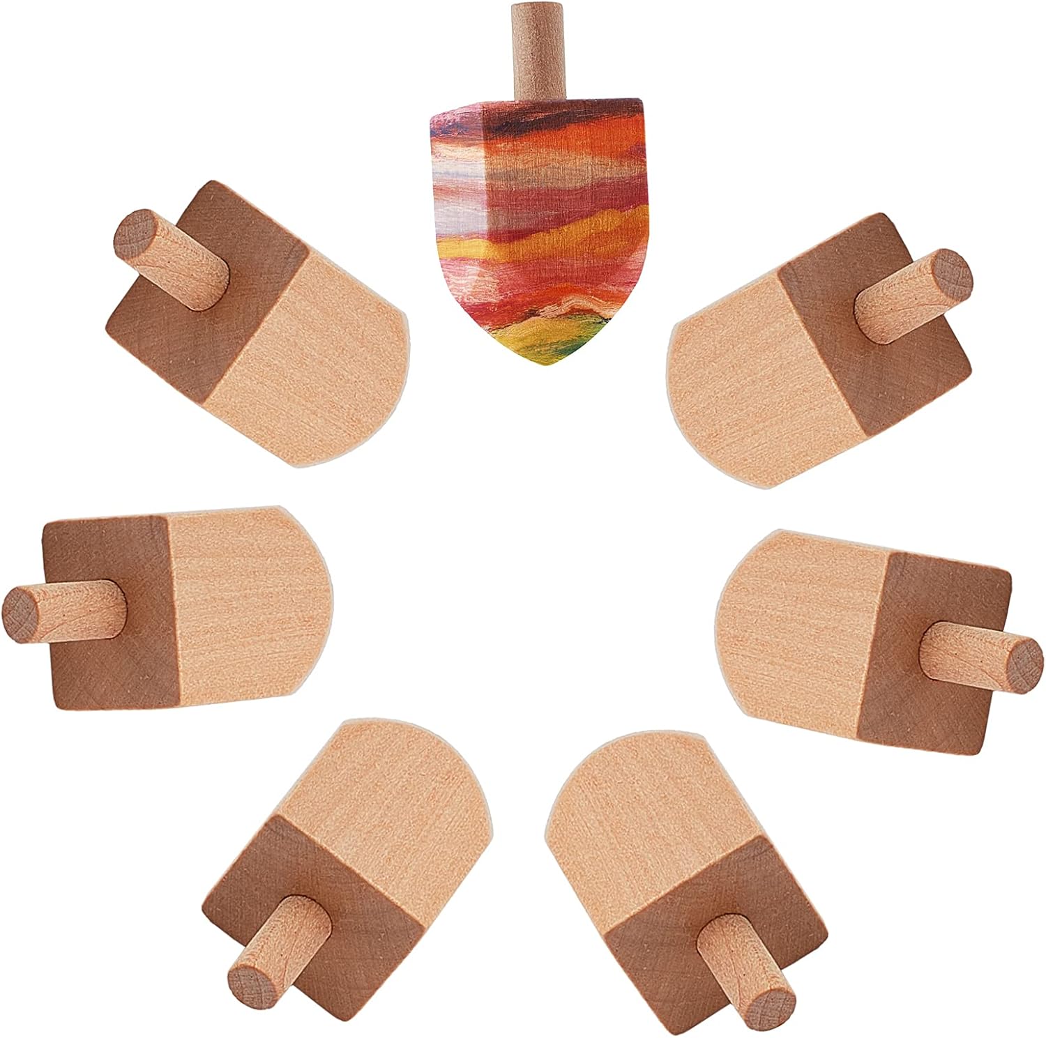 GORGECRAFT 15PCS Unfinished Wooden Dreidel 1.6 Inch/42mm Blank Wooden Hanukkah Dreidels Gyroscope Natural Wood Crafts for Hanukkah Party Home DIY Decorations Christmas Halloween Birthday Gift Choice