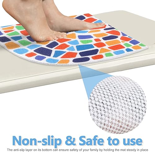 Miniatura 5 de Tapete de ducha esquinero, tapete de baño antideslizante, tapete de ducha de PVC para ducha, tapete de baño de 24 x 24 pulgadas con orificios de