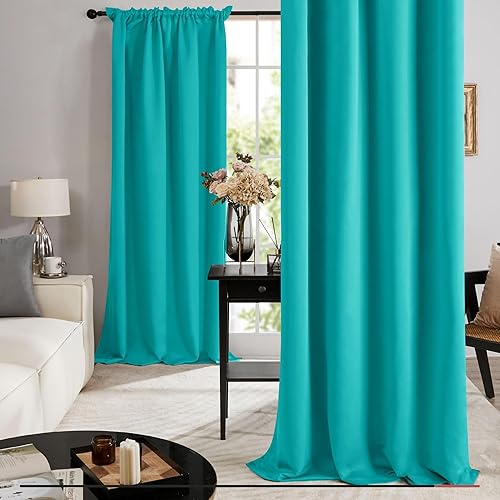 Miniatura 7 de Deconovo - Cortinas totalmente opacas, dobladillo para barra, doble capa, para dormitorio, sala, 2 paneles