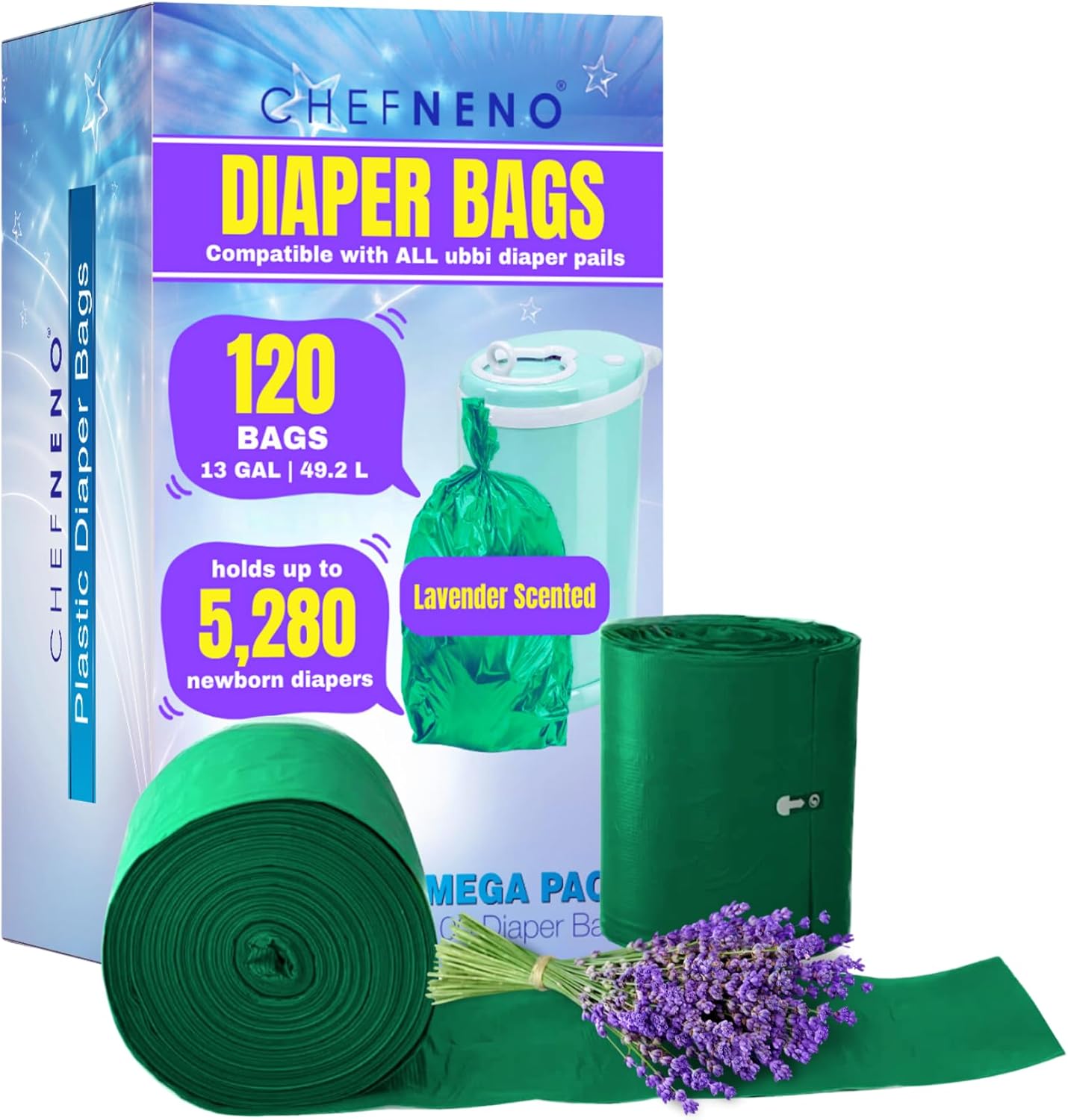 Disposable Diaper Pail Refill Plastic Bag (120 count