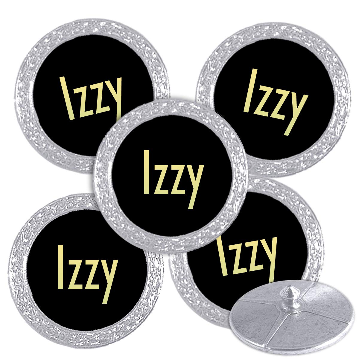 Best Impressions Silver Coloured Golf Ball Markers with Names (Izzy)