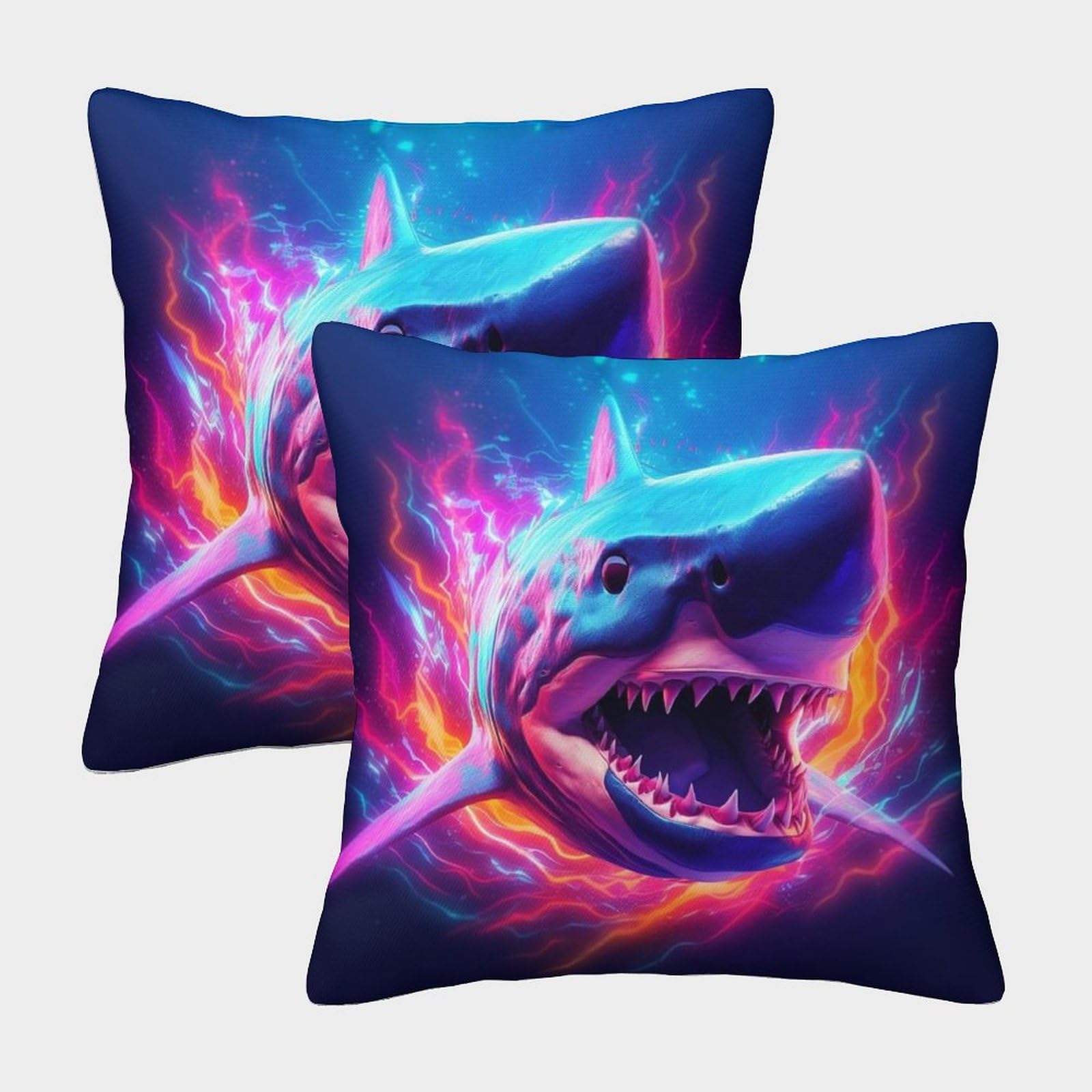 BARDYS Shark Throw Pillow Homeware Cushions with Invisible Zipper Decorative Set of 2 for Home Couch Sofa Decorative 50x50cm