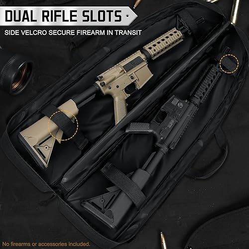 Miniatura 2 de DULCE DOM - Funda doble para rifle de 38 42 44 pulgadas, funda táctica suave para campo de tiro, divisor móvil para 1 o 2 engranajes, múltiples