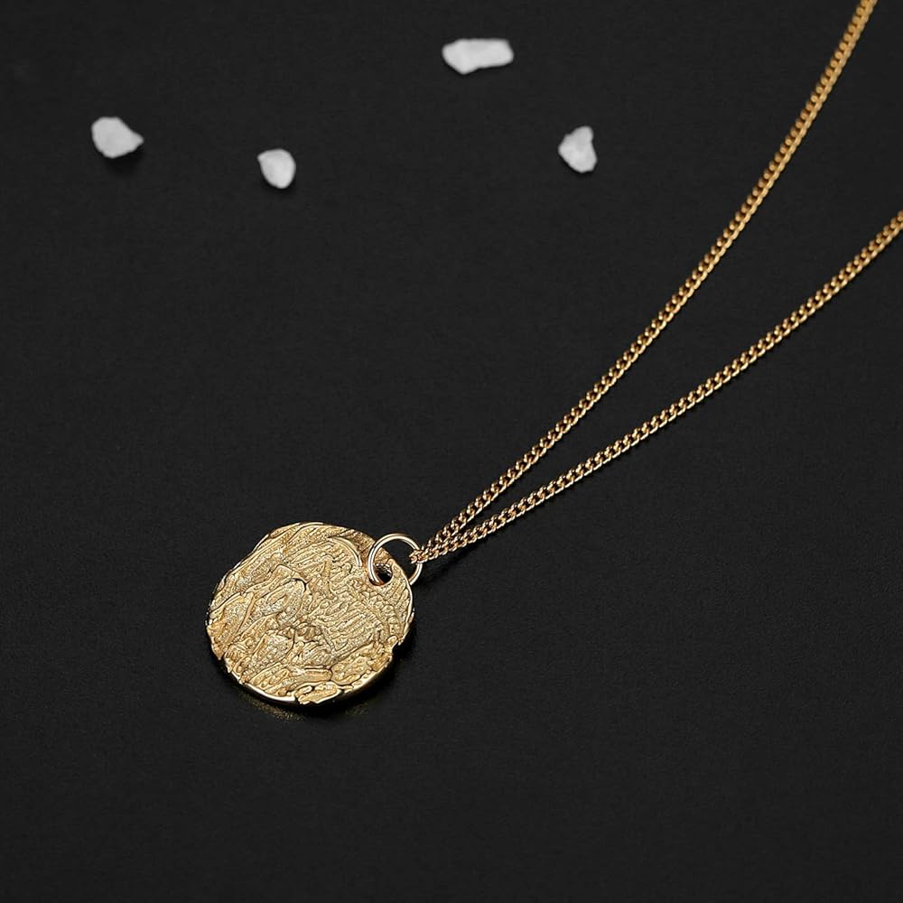 Collana placcata oro con ciondolo a medaglione rotondo / Regalo per donna / Collana da donna con catena placcata oro - Italia