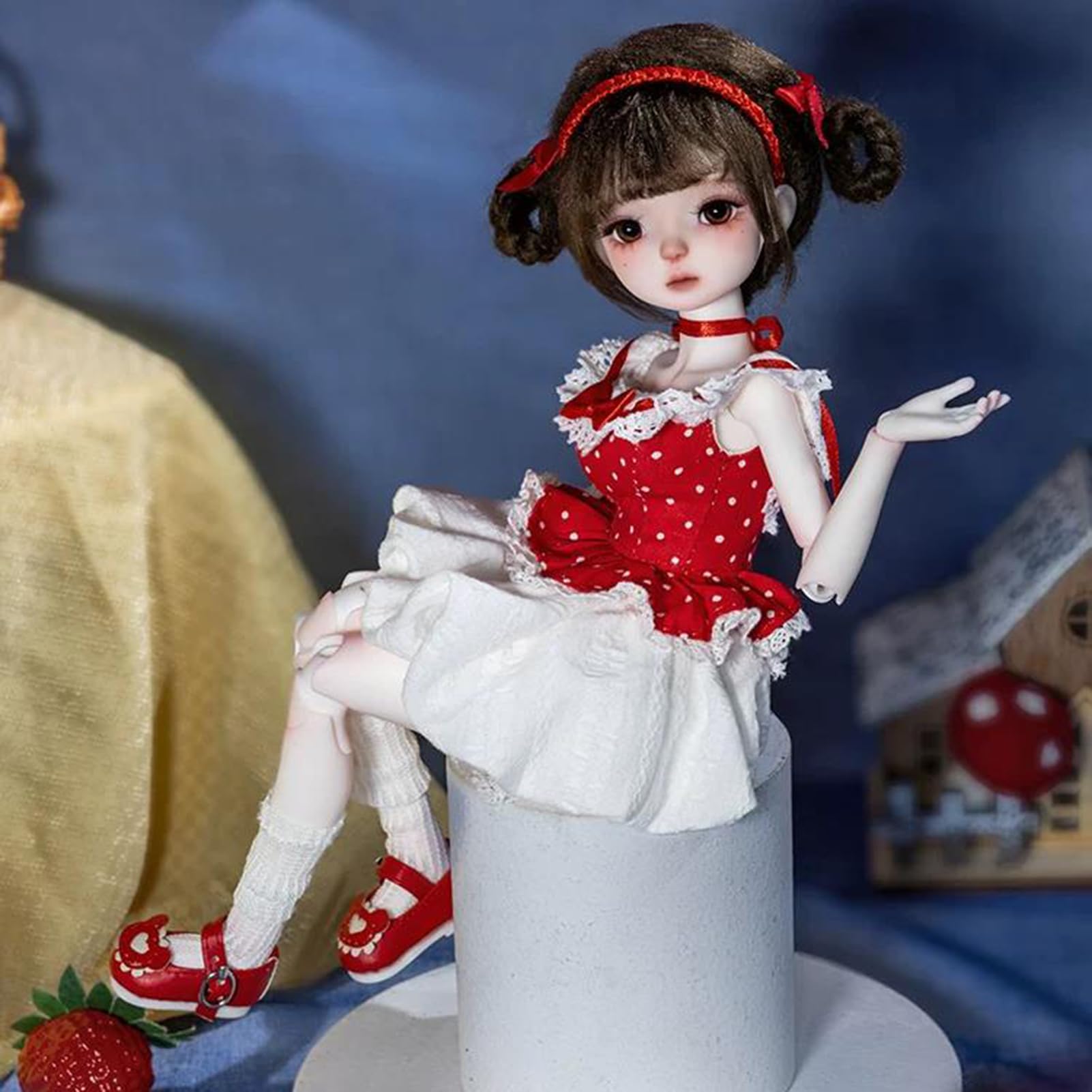 BJD Lalka 1/6 DIY Humanoidalna ręcznie robiona lalka BJD przeguby kulowe pełny zestaw ubrań, butów, dla dziewczynek, zabawka na urodziny, Boże Narodzenie (A)