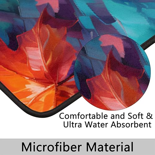Miniatura 4 de 2 Pieces Bath Mat Set, Watercolor Maple Leaves Bath Mat U-Shaped Toilet Rug Bathroom Mat Set with Bath Rug Mat, Oil Painting Leaves Mat for Bathroom