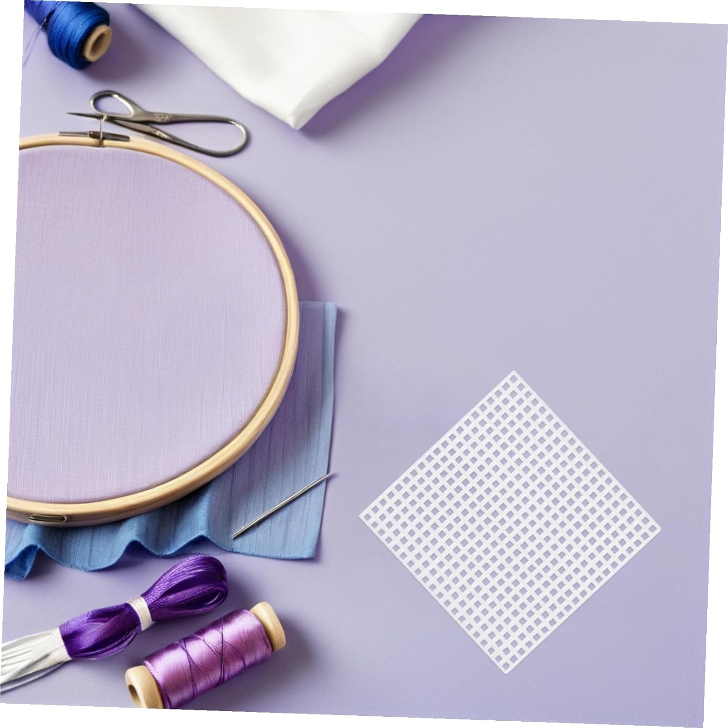 DOITOOL 60pcs Square Plastic Canvas Sheets for Cross Embroidery and Knitting Projects Mesh Material for Crafting and Making White