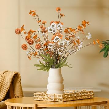 10-Pack Fall Decor Fake Flowers, Lifelike Faux Mums Artificial Flowers