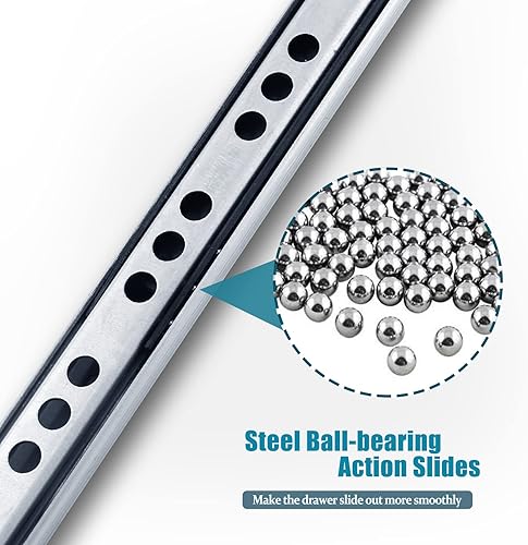 Miniatura 5 de Uenhoy 6 pares de correderas de cajón de 12.2 pulgadas de extensión completa, riel deslizante, rodamiento de bolas, correderas de cajones de dos
