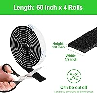 Vista 17 de Tiras de fieltro con respaldo adhesivo, tiras de fieltro adhesivas, paquete de 4 rollos de fieltro 1/2 x 60 pulgadas, cinta de fieltro beige