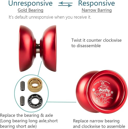 Miniatura 4 de Yoyo profesional sensible para Halloween, Navidad, Yo Yo de aluminio para niños principiantes, rodamiento de bolas de repuesto para jugadores