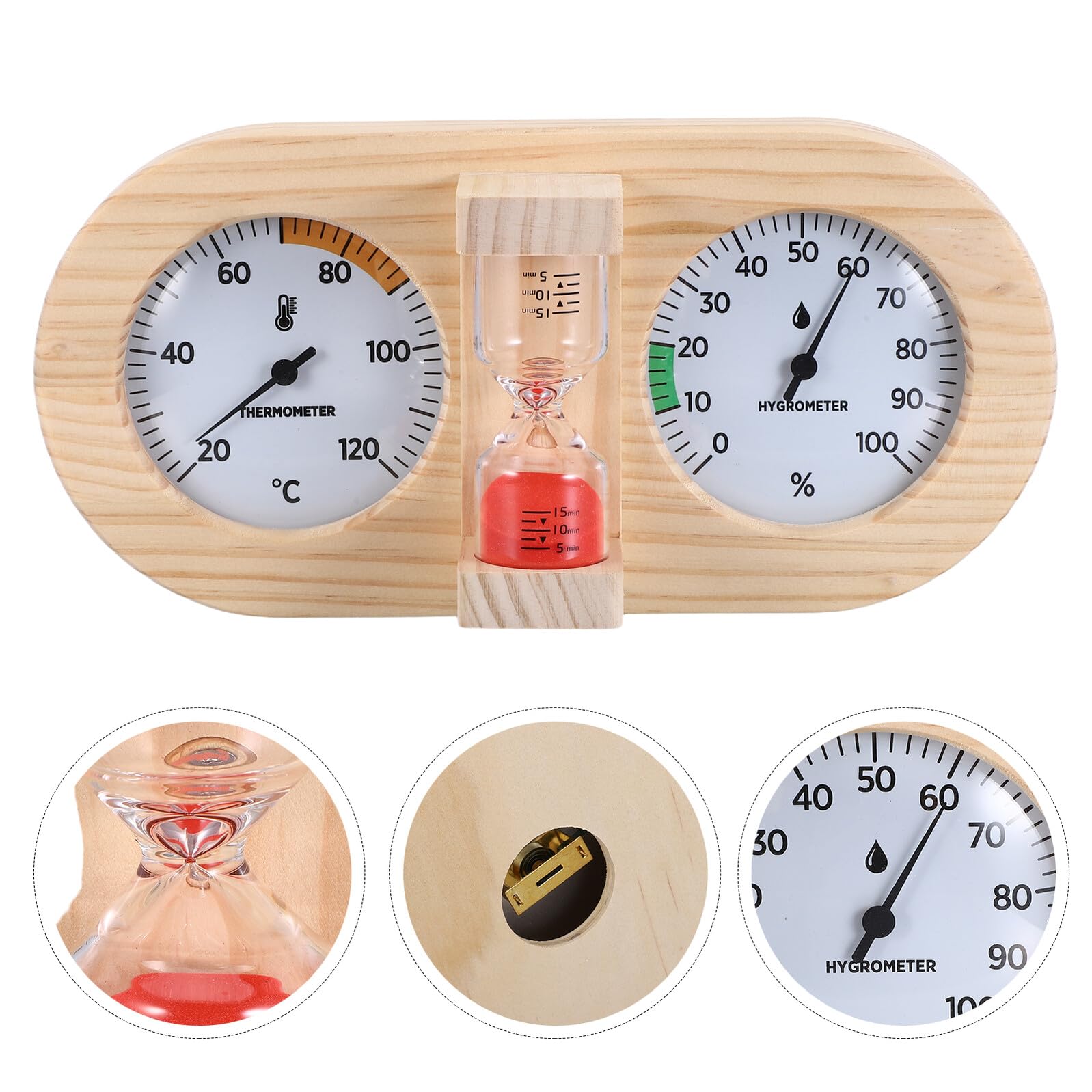 Sauna Analogowy Higrometr i Termometr z Czerwonym Mechanizmem Klepsydry Do Monitorowania Temperatury i Wilgotności Saunie Łazience Spa i Hotelu