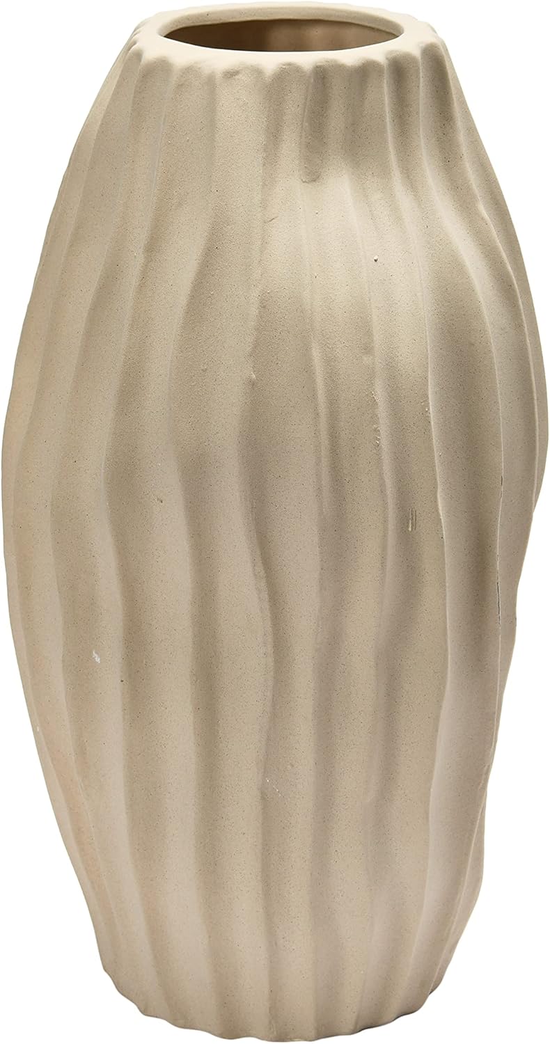 Bloomingville Stoneware Abstract Fluted Vase,9" L x 9" W x 17" H