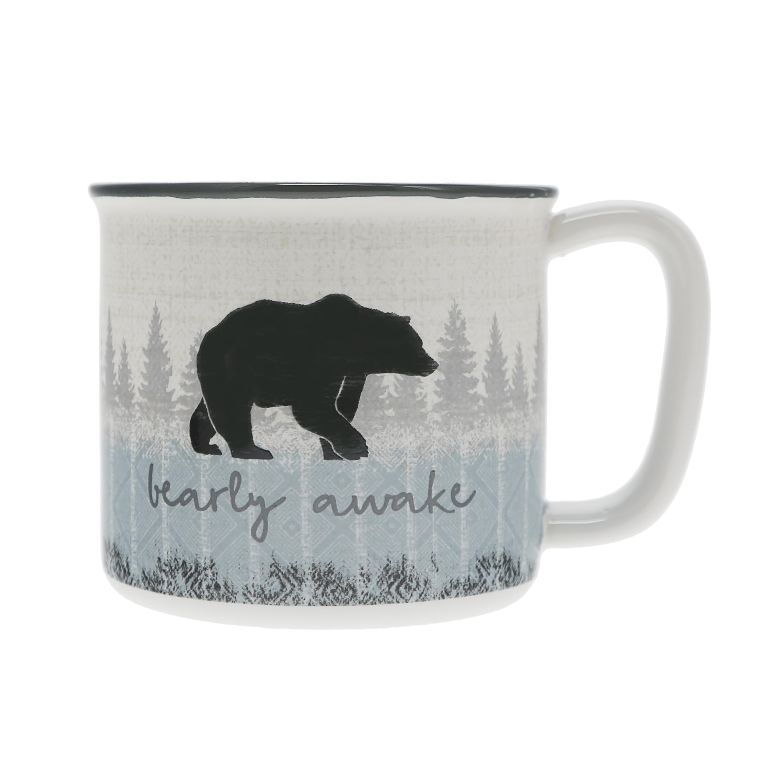 Pavilion Gift Company - Bearly Awake - 17 Oz Coffee Mug Tea Cup Woodland Hiking Camping Bear Cabin Woods Lodge Gift Outdoorsy Present