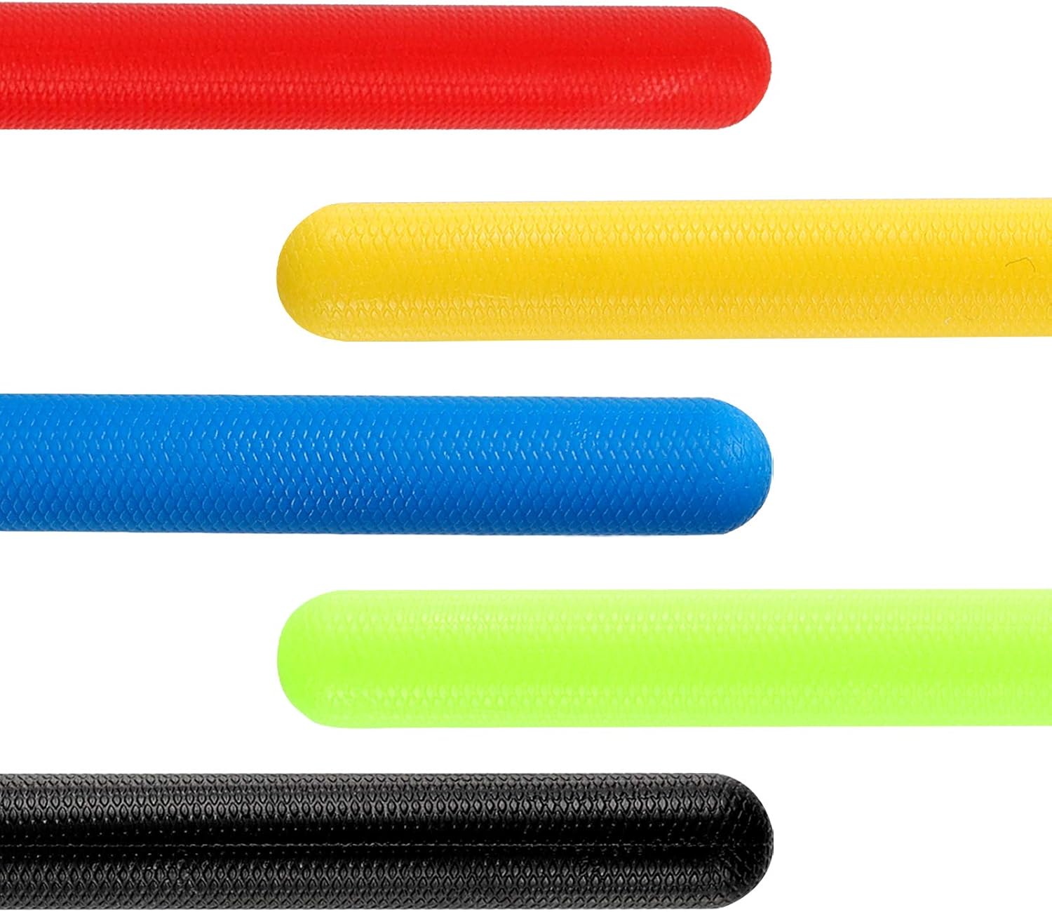 5A Nylon Drumsticks, 10 Pairs with Anti-Slip Handles Drum Sticks, Plastic Lightweight Drumsticks for Drums，Green, Blue, Red, Black, Yellow
