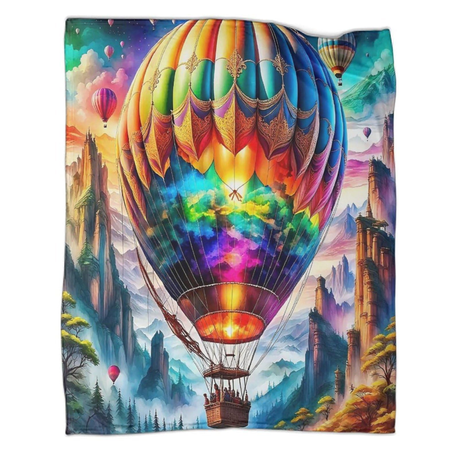 Couverture montgolfière en flanelle 3D douce 150x200cm pour chambre d'enfant