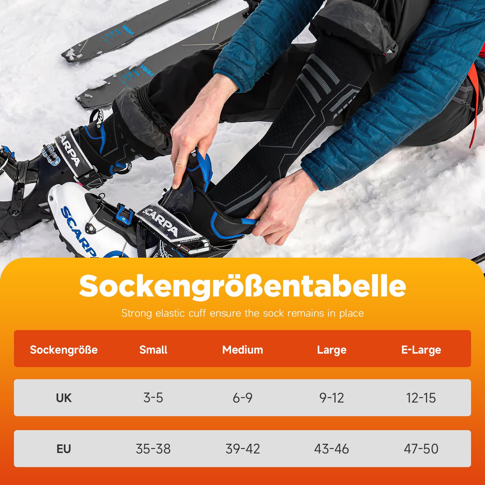 PULIOU Chaussettes de ski en laine mérinos, résistantes et chaudes, épaisses, respirantes et à séchage rapide, spécialement conçues pour le ski, unisexes